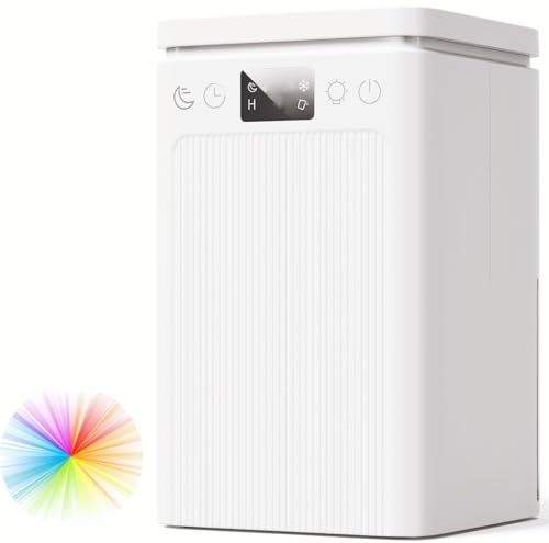 Deumidificatore Casa Muffa Elettrico 2200ml Anti Muffa Portatile - Ultra Silenzioso, Timer 2-12h, Spegnimento Automatico | LED 7 Colori | Per Bagno, Camera, Armadio (Bianco Ultra))
