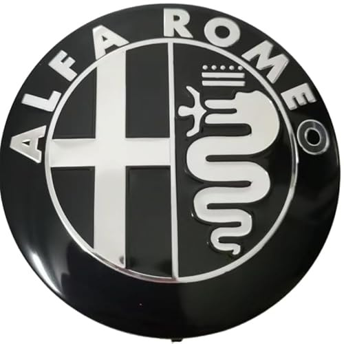 Coche Emblema para Alfa Romeo GT 2003-2010, Coche Insignia del Logotipo Insignia del Emblema del Coche 3D Coche Logotipo Pegatinas Coche Emblemas de Capó Delantero y Trasero,Black-74mm