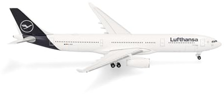 Herpa modellflygplan Lufthansa Airbus A330-300, miniatyr i skala 1:500, samlarobjekt, flygplansmodell utan stativ, metall