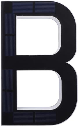 Plyisty Luz Solar para Número de Casa, Señal de Dirección LED Impermeable, Luz Exterior Iluminada Retroiluminada para Pared Exterior, Letra B Negra de 9 Pulgadas Decorativa Moderna