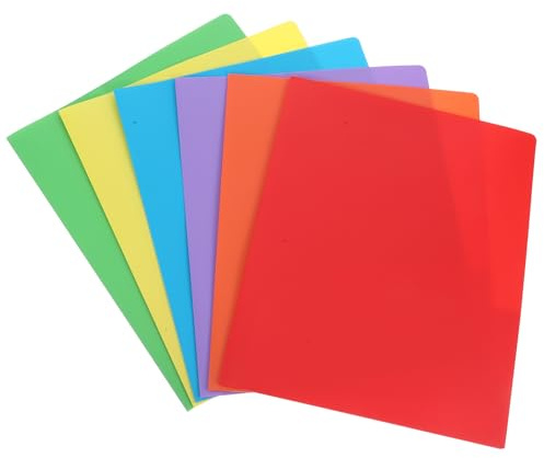 FENICAL 6 Pièces Chemises et Pochettes de Classement A4 avec Ardillons Doubles, Dossier Plastique Pp à Deux Poches pour Organiser et Stocker Documents de Bureau