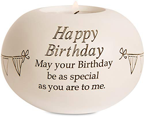 Pavilion Gift Company Happy Birthday Round Candle Holder, Said with Sentiment by Pavilion, 3-3/4