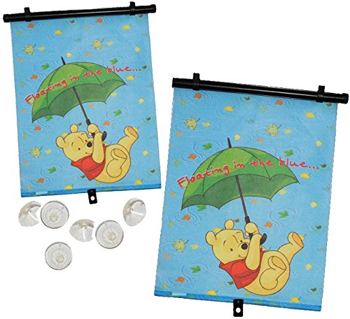 alles-meine.de GmbH 2 TLG. Set: Sonnenschutz - Rollo / - Winnie Pooh - für Fenster und Auto - Seitenscheibe/Sonnenblende Kinder - Sonnenrollo Fensterschutz Rollos - Teddybä..