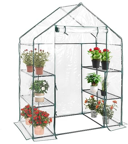 Costway Växthus, folieväxthus, tomathus, foliehus (143 x 73 x 195 cm, vitt och transparent)