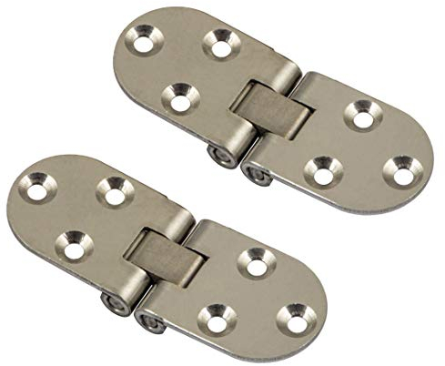 Gedotec Klappscharnier aus Edelstahl Klapptischscharnier für Klapp- und Nähmaschinen | Tischscharnier aus Edelstahl | Möbelscharnier für Schranktüren | 30 x 81 mm | 2 Stück