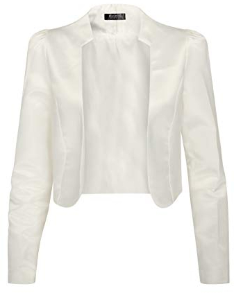 Bolerose formal Satin Langen Ärmel Bolero Jacke (Elfenbein, XS)