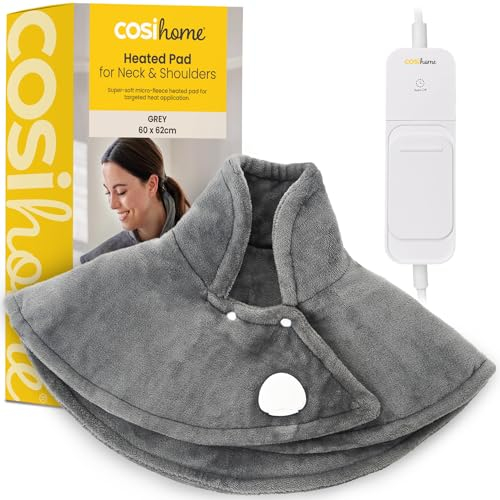 Cosi Home Almohadilla Térmica Cervicales, Hombros y Cuello 3 Temperaturas, Mando de Control, Temporizador y Autoapagado - Manta electrica cervical