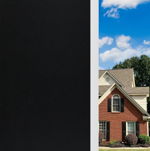 KESPEN Total Silk Blackout Window Film Privacy Static Cling, 100% Light Blocking Anti-UV Room Darkening Opaque Glass Tint, Heat Control Reusable Door Cover for Day Sleeping,23.6 Inch X 6.5 Feet