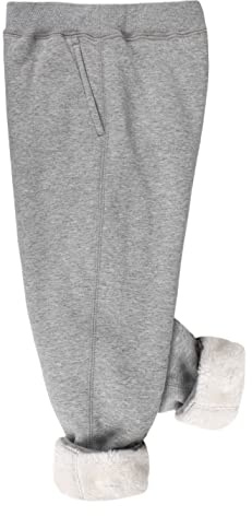 Yeokou Unisex Boys Girls Kid's Sherpa Lined Athletic Jogger Fleece Sweatpants (Large, LightGrey)