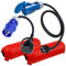 IntuiFlex CEE Adapter Kabel Schuko Stecker Kupplung Schutzbox/Kabelbox Set Rot - Camping Zubehör Boot Wohnmobil Wohnwagen Garten - Gummikabel H07RN-F 3x2,5mm² 230V 16A Camping Adapter Strom 1,5m 0,3m