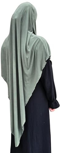Yaqeen Jersey Khimar Langer Hijab für Muslima, stretch, Lycra, grün khaki