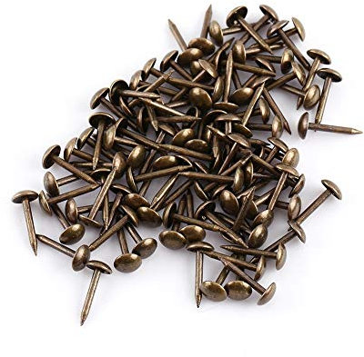 Yosoo Health Gear 100Pcs Clous de Tapissier, Clous de Meubles, Clous Ameublement Décoratifs Antique en Fer, Punaises Rondes pour Bois, Canapé, Chaise, Lit, Panneau de Liège, DIY Projets