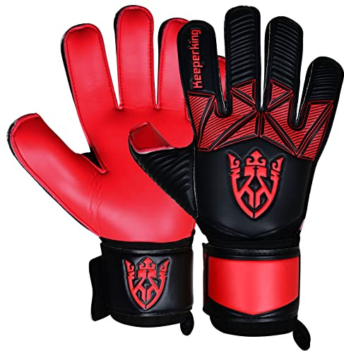 Keeperking - Guanti da portiere per bambini, ragazzi, adulti, senza salva dita, 4 mm, durevoli, in lattice, unisex