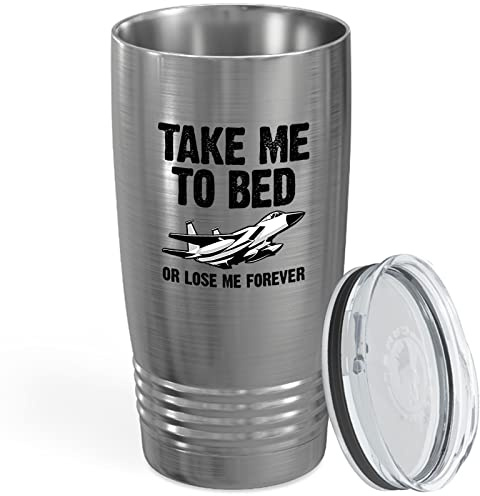 Aircraft Pilot Stainless Viking Tumbler 20oz - Take Me To Bed - Funny Military Captain Airlines Flight Attendant Aerospace Fly Aviator Heliport Jet