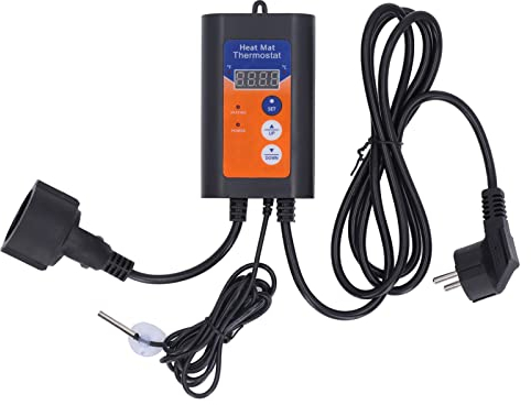 Heat Mat Thermostat Digitaler Thermostat Temperaturregler Gewächshausheizung Heat Mat Thermostat Digitaler Regler für Keimung Reptilien Brauen Zucht Inkubation Gewächshaus(Euro 230V)