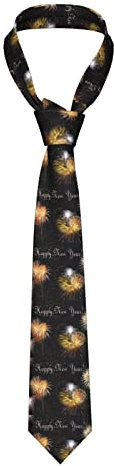 Happy New Year Herren-Krawatte, flatternde Schnalle, für Business Hochzeit Party Alltag, Schwarz , Einheitsgröße