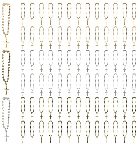 PH PandaHall 60 Colgantes de Cruz Con Cadena de Bolas - 3 Colores de Pascua Con Crucifijo Antiguo - Mini Cruz Para Hacer Joyas, Collares, Pulseras, Gargantillas