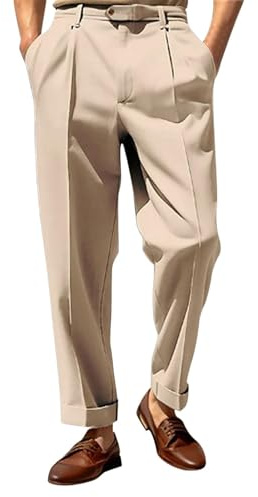 PODOLIXIA Pantalones de traje para hombre, corte ajustado, elegante, formal, pierna recta, pantalones chinos, trajes festivos, con bolsillos, pantalones casuales de zanahoria para hombre, pantalones