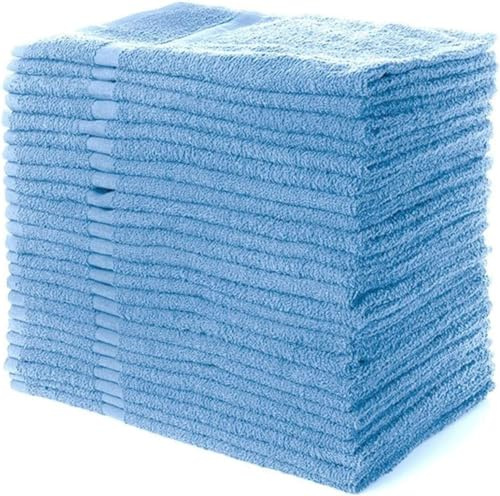 Simpli-Magic Cotton Hand Towels 16x27 (12 Pack) – Soft Towels for Bathroom, Kitchen, Salon & Gym (Blue)