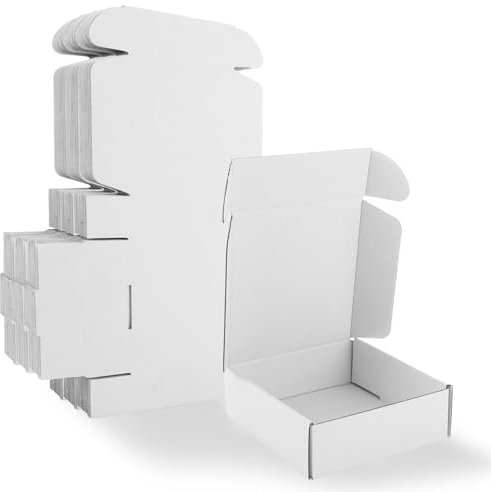 CYEER 50 unidades de cajas de cartón grandes blancas pequeñas 150 x 150 x 50 mm, sobres de envío de mercancías, paquetes para envío, cajas de envío de libros, juguetes y regalos