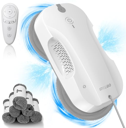iDEEBO E300 Fensterputzroboter mit Doppelseitigem Sprühsystem, Auslaufsicherem Wassertank, Leicht Aufrüstbar, für Eine Gründliche Streifenfreie Fensterreinigung