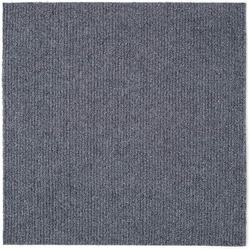 MEILLEVIE 12pcs 1 m² Self-Adhesive Carpet Tiles 30 x 30 cm, Washable Peel and Stick Floor Tiles, for Stairs Home Bedroom Living Room Office Commercial (Dark Grey)