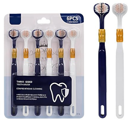 Triple Sided Zahnbürste Weich*6, Zahnbürste Weich Erwachsene Children's Zahnbürste Weich Gentle Cleaning Teeth Travel Reisezahnbürste Weich Cleaning Tongue Zahnbürste Weich Zahnbürste Toothbrush