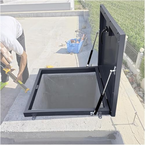 Botola Da Tetto Finestra da tetto di uscita di grandi dimensioni,finestra per pozzo di illuminazione per tetto piano con vetro temperato a doppio strato,porta di accesso al tetto a incasso,90 * 90cm