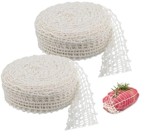 YZROHYI 2 Stück Fleischnetz zum Braten 2 M,Rollbratennetz Kaliber 16,Bratennetz für Rollbraten,Schinkennetz für Rolladen,Räuchernetz für Rouladen,Wurstnetz Elastisch,Küchennetz zum Aufbewahren