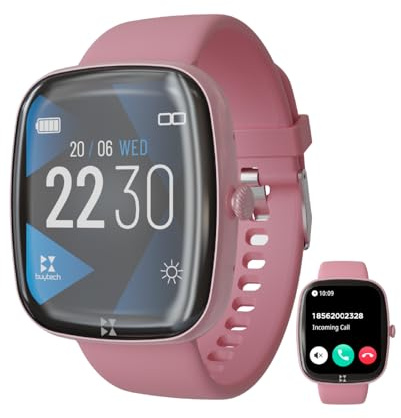 Buytech Smartklocka för män och kvinnor, 1,83 tums skärm, digital klocka med Bluetooth-samtal, 80 sportlägen, SPO2 pulsmätare och sömnövervakning. iOS och Android (rosa)