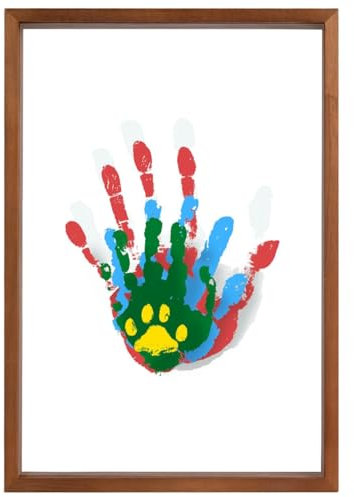 casstaly Clear Family Handabdruck-Set - Geschenke für Junge Eltern. Erstellen Sie Bleibende DIY-Bastelarbeiten und Andenken. Holzrahmen Enthält Farbe.