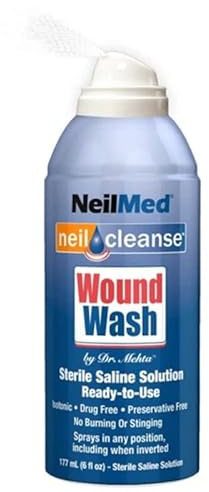 NeilMed NealCleanse Sterile Saline Wound Wash för Minor Wounds and Scrapes | Ingen förbränning eller sting | 177 ml