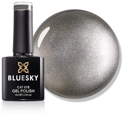 Bluesky Cat Eye Gel Nail Polish 10ml, Night Falling - SJC12, Grey Magnetic Nail Polish with Cat Eye Effect for LED UV Lamp, Long-Lasting, Salon & Home Manicures