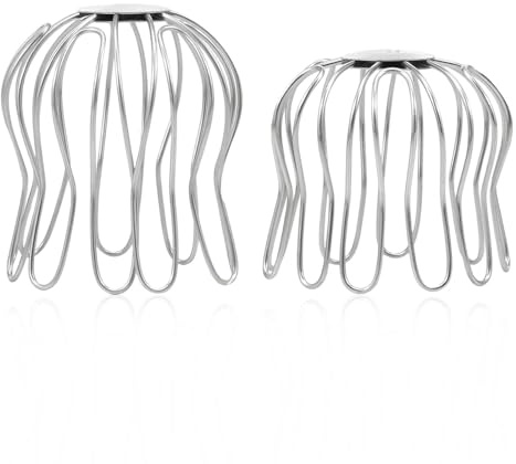 LNSYSNS 2 Piezas Rejilla Desague Terraza, Hierro Galvanizado Protectores de Tubos de Bajada, Ajustable Colador de Canalón de Hojas, 75 a 85 mm y 90 a 100 mm, para Balcón, Jardín y Techo