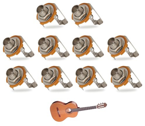 10 Pcs 1/4 Inch Female Guitar Input Jack-6.35mm TS Mono Panel Mount Socket,Guitar and Bass Replacement Input Jacks for Electric Instruments, Amplifiers, Pedals, Audio Projects, DIY Repair