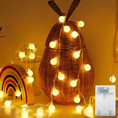 ENLACE Guirlande lumineuse boules - 4 m - 40 LED blanc chaud - Fonctionne avec piles - Éclairage de Noël - Guirlande lumineuse boule pour Noël, mariage, fête, balcon, décoration intérieure