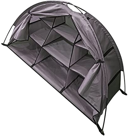 Bnineteenteam RV Skoorganisator, Hopfällbart Campingförvaringsskåp med 9 Hyllor, Premium 210D Oxford-tyg & Glasfiberstänger för Skor Klädutrustning, Bärbar Tältorganisator för Utomhusbruk (Hopfällbar)
