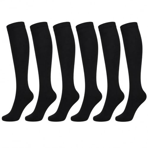 ShopMCR Kids Knee High Plain School Socks Multipack 6 Pairs Cotton Rich Long Uniform Socks for Boys & Girls School Wear