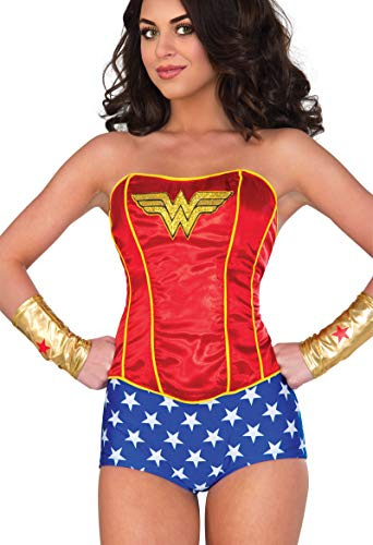 Rubies DC Comics Damen-Korsett im Superhelden-Stil, Satin, Wonder Woman, wie abgebildet, Größe S/M, wie abgebildet, Small-Medium