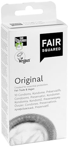 FAIR SQUARED Original Kondome 54 mm 10 Stück – Kondome für Männer 10er Pack aus fair gehandeltem Naturkautschuk – Kondom aus Naturlatex gefühlsecht hauchzart