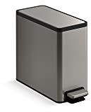 Kohler 20957-ST Bathroom, 2.5 Gallon Small Trash Can with Quiet-Close Lid and Hand Free Foot Pedal, Stainless Steel