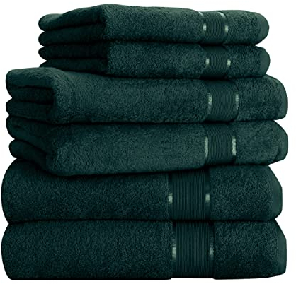 Mixibaby Handtuch 6er Set 2X Duschtuch 2X Handtuch 2X Gästetuch 100% Baumwolle Frottee, Farbe:Dunkelgrün