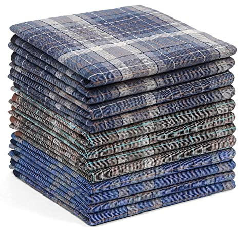 Ohuhu Stofftaschentücher Herren, 12 Stück Herrentaschentücher, Stofftaschentücher 100% Baumwolle, Klassisches Taschentücher, Taschentücher Herren Geschenk