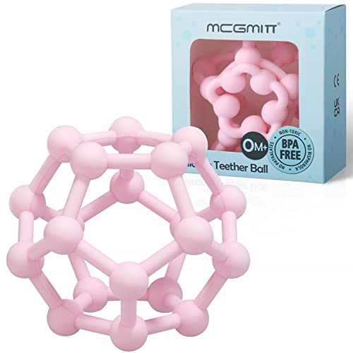 MCGMITT Sensorik Beißring Ball Greifball für Babys zum Greifen und Kauen, Flexibles Silikon Motorikball Babyspielzeug, Neugeborene Genballspielzeuge Geschenke für frühkindliche Bildung (Rosa)