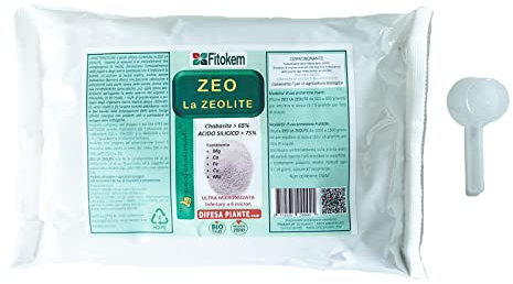 Fitokem - Zeolite per Agricoltura Biologica (1 KG) Zeolite per Piante con Chabasite Micronizzata, Polvere di Roccia per Orto e Giardino, Aiuto Naturale Contro Insetti e Funghi delle Piante