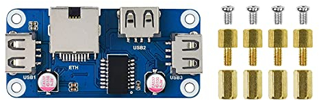 Ethernet/USB HUB HAT B for Raspberry Pi 4 B/3 B+/3 A+/2 B/Zero/Zero W/2 W/Zero WH/2 WH Expansion Board, 1x RJ45 Ethernet Port,3X USB Ports Compatible with USB2.0/1.1