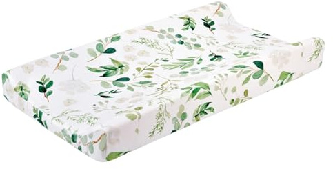 Felenny Funda para cambiador suave y transpirable para bebés, niños y niñas (hojas verdes)