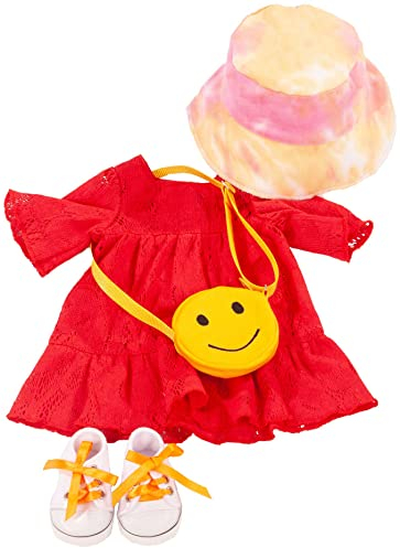 Götz 3403504 Kombination Dress Redness - Puppenbekleidung Gr. XL - 5-teiliges Bekleidungs- und Zubehörset für Stehpuppen 45-50 cm