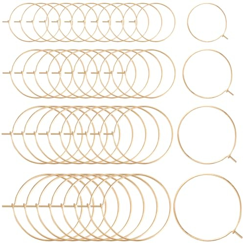 Beebeecraft 1 Box Mit 80 Stück 25/30/35/40 mm Weinglas Charm Ringen 316 Edelstahl Offene Runde Perlen Ohrringe Zubehör Für Die Schmuckherstellung DIY