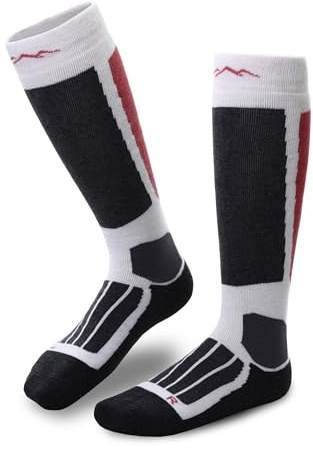 gipfelsport Calze da sci per uomo, donna e bambini, calde calze da sci in lana merino, calze termiche invernali con imbottitura, calze al ginocchio, calze da sci per inverno, snowboard, 42-44